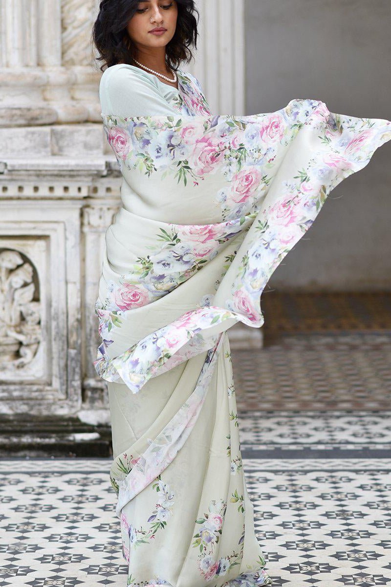 Buy-Evergreen - Satin Saree-Cyahi-Online