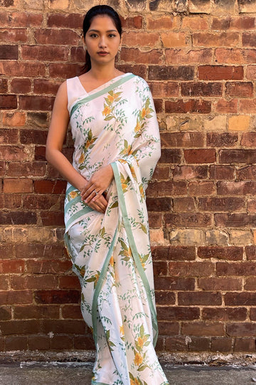 Sunshine Serenity  - Satin Saree